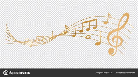 Gold Musical Notes Melody Transparent Background Stock Vector Image By