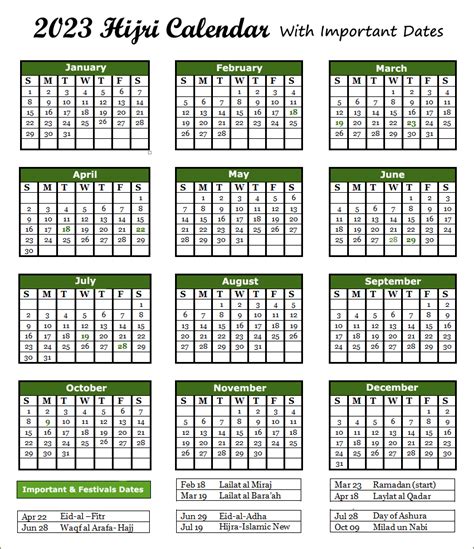 Download Islamic Calendar 2023 1444 Hijri Pdf Printable File