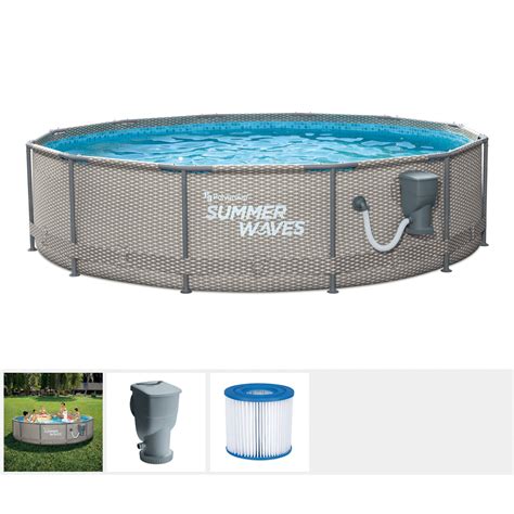 Summer Waves Active 12 Ft X 33 In Above Ground Frame Swimming Pool Set