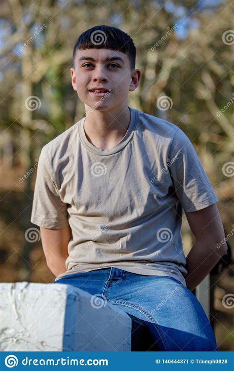 Teenage Boy Outside On A Bright Spring Day Stock Image - Image of parkland, wood: 140444371