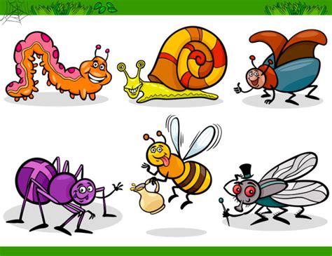 Funny Cartoon Insects Vector Set 12 Free Download
