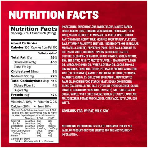 Hot Pocket Nutrition Label Labels Database Hot Sex Picture