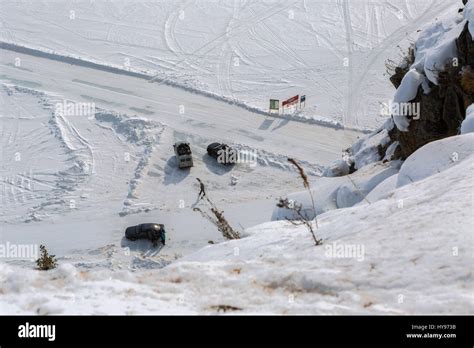Entry To The Road On The Ice Of Winter Lake Baikal Stock Photo Alamy