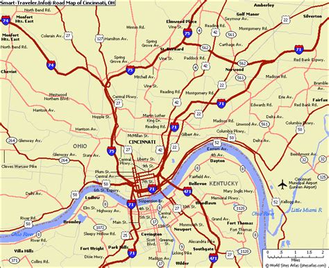 Map Of Cincinnati Ohio Travelsmapscom
