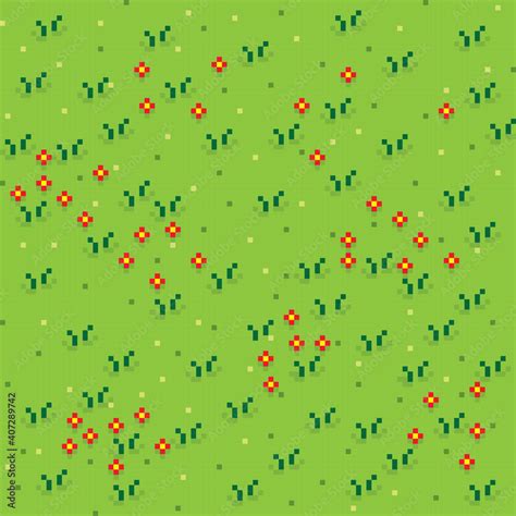 Vecteur Stock Grass Pixel Art Background Grass Texture Pixel Art