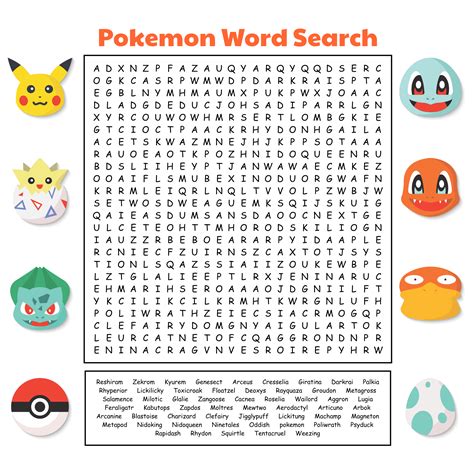 Pokemon Word Search Printable Letter Words Unleashed Exploring The
