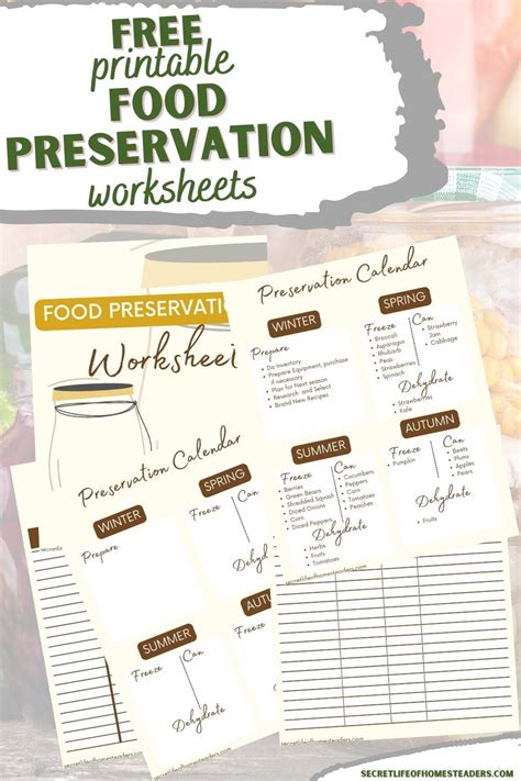 Free Printable Food Preservation Worksheets Secret Life Of Homesteaders