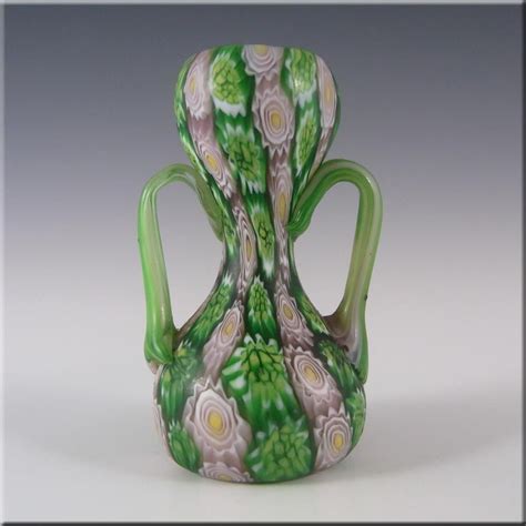 Fratelli Toso Murano Millefiori Canes Green Glass Vase £120 00 Venetian Glass Murano Glass