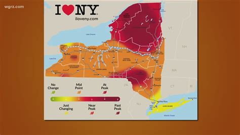 New York State Fall Foliage Map Showing Were Nearing Peak Season