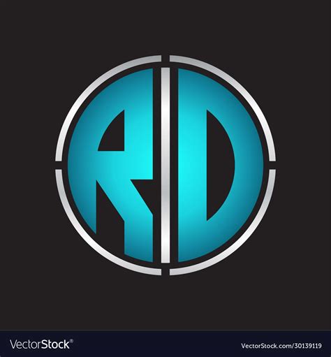 Rd Logo Initial With Circle Line Cut Design Vector Image