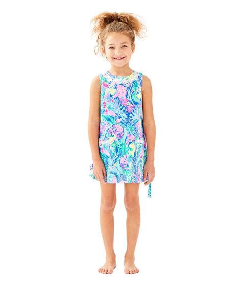 Girls Little Lilly Classic Shift Dress Multi Mermaids Cove Large Lilly Pulitzer Outfits