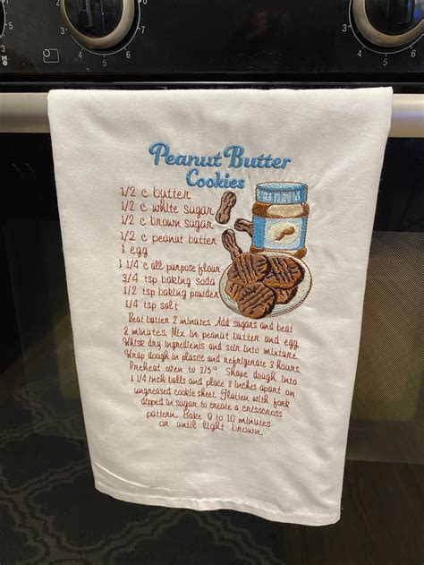 Kitchen Towels With Embroidered Cookie Recipes Etsy