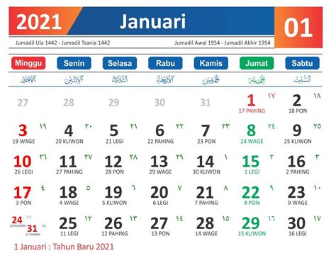 Kalender 2021 Januari Lengkap Dengan Tanggal Merah Hari Libur