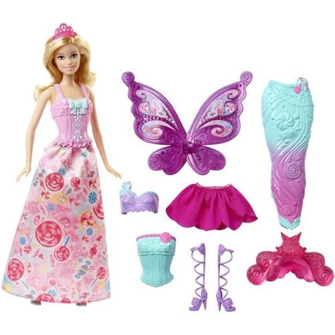 Barbie Dreamtopia Poupée Bonbons Coffret 3 En 1 Blonde Avec Trois