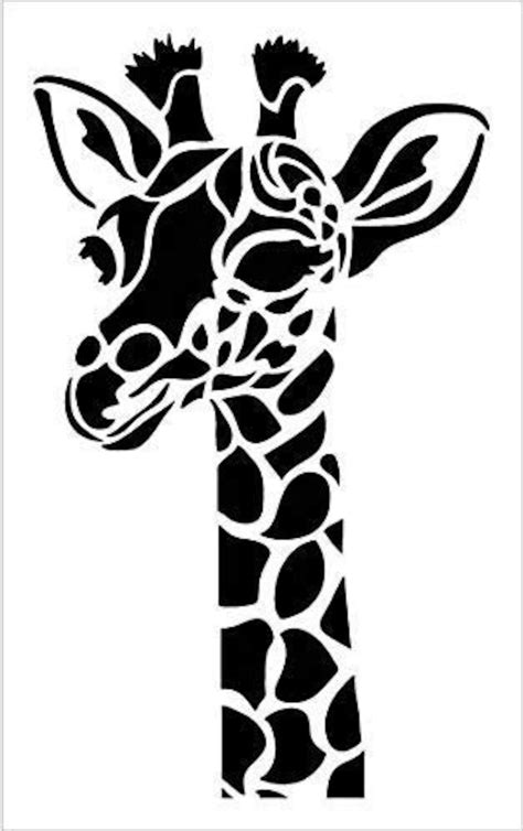 Giraffe Portrait Stencil By Studior12 Zoo Animals Diy Etsy