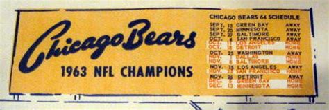 Lot Detail 1964 Chicago Bears Schedule Place Mat
