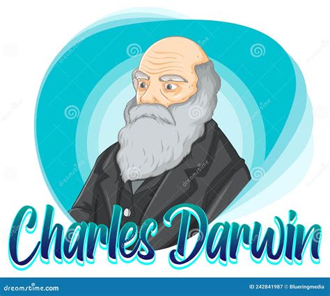 Portrait Of Charles Darwin In Cartoon Style Stock Vector Illustration