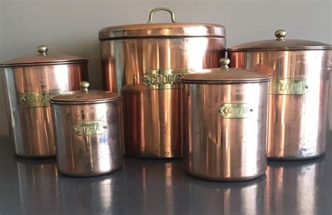 Copper Kitchen Canister Sets Vintage Copper Kitchen Canister Set With