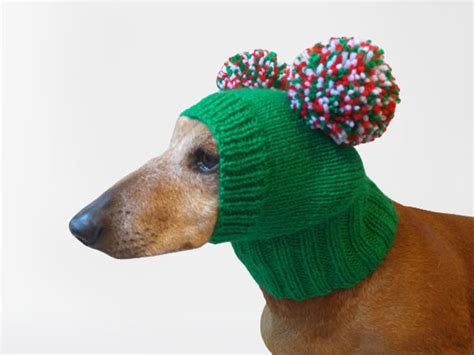 Christmas Dog Clothing Hat With Two Pom Poms Etsy