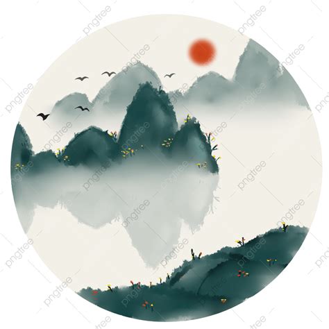 Ink Landscape White Transparent Chinese Ink Landscape Illustration