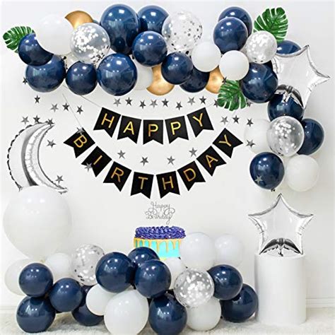 Buy Aperil Birthday Decorations For Men Navy Blue White Balloons