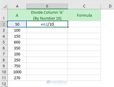 Division Formula In Excel For Multiple Cells Exceldemy