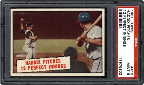 auction prices realized baseball cards 1961 topps haddix pitches 12 perfect innings