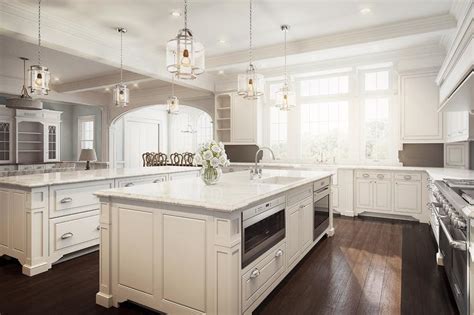 White and brown kitchen island. White and Brown KItchen with Two Islands - Transitional ...