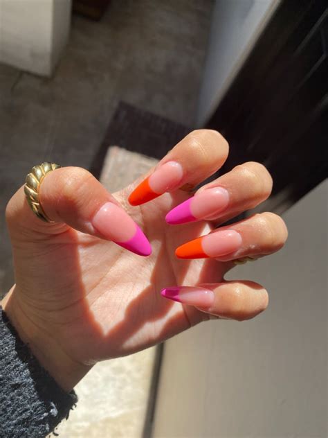 Spring Nails Inspo In 2021 Pink Tip Nails Pink French Nails French Tip Acrylic Nails