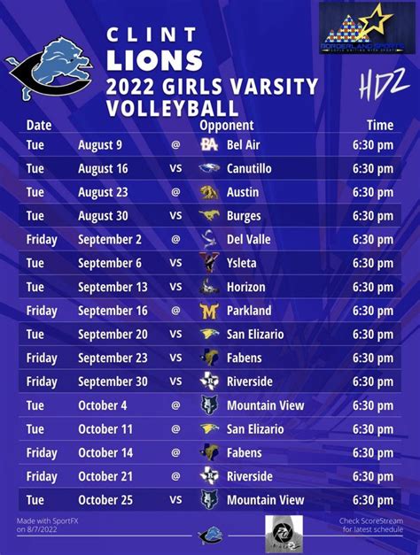 Volleyball 2022 Varsity Volleyball Schedule