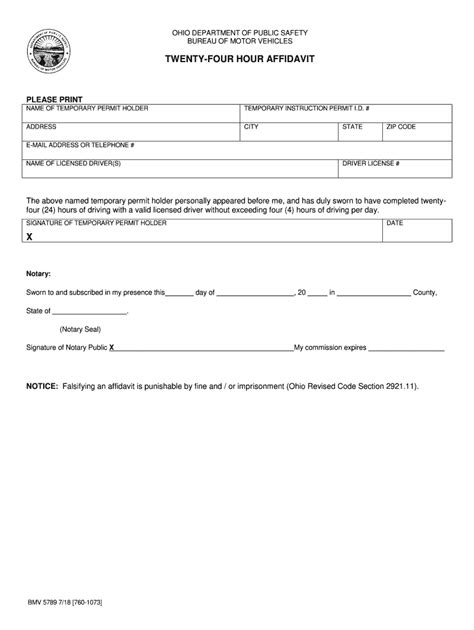 2018 2024 Form Oh Bmv 5789 Fill Online Printable Fillable Blank