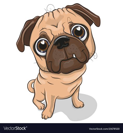 Cartoon Pug Dog Isolated On A White Background Vector Image