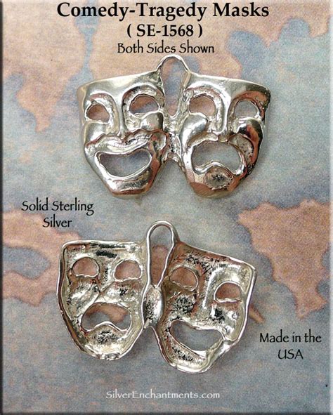 Sterling Silver Comedy Tragedy Pendant Drama Masks