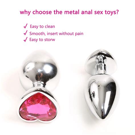 Adult Sex Toys Multiple Color Heart Shaped Stainless Steel Metal Plug