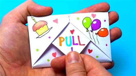 Diy Pull Tab Origami Envelope Card Letter Folding Origami Birthday