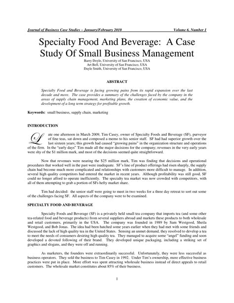 Studies on the prevalence of dysgraphia in the united states are. (PDF) Specialty Food And Beverage: A Case Study Of Small ...
