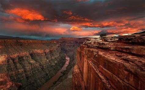 Nature Landscape River Sunrise Canyon Clouds Desert