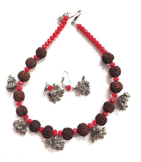 Buy Itsy Bitsy Kolkata Handcrafted Red Crystal Beaded And Artificial Rudraksha Beaded With