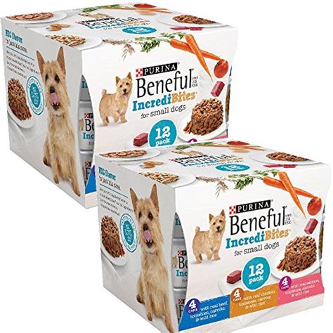 Product description this delicious wet dog food is made with real chicken and finely chopped ingredients you can actually see, like carrots, peas, and wild rice. Beneful IncrediBites (Beef, Chicken, & Salmon Variety Pack ...