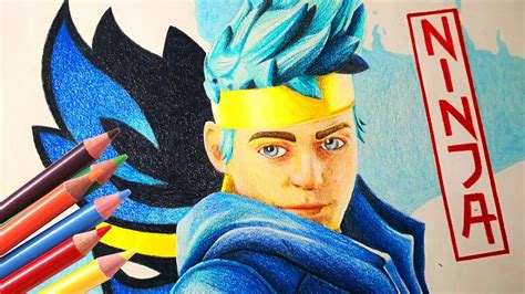 Drawing Fortnite Ninja Skin Colored Pencils Polychromos First Time Youtube