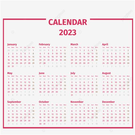 Gambar Kalender Sederhana 2023 Warna Mawar Kalender 2023 Kalender