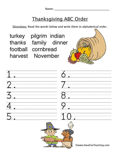 Thanksgiving Worksheets For 5th Grade