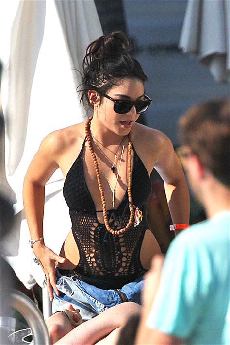 Vanessa Hudgens Wears Black One Piece Swimsuit On The Beach In Miami Hollywood Life