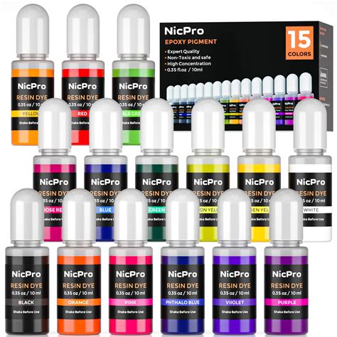 Buy Nicpro 15 Colours Epoxy Resin Dye Liquid Translucent Colorant