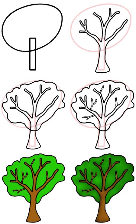 Simple Drawing Lesson Simple Cartoon Tree Doodle Drawings