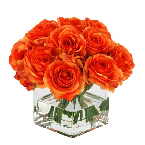 Rose Centerpiece In Vase Faux Flowers Rose Arrangements Silk Flower