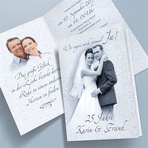 Süße einladungskarte aus cremefarbenem karton mit einem außenblatt aus transparentpapier und fotodruck. Einladungskarten Silberhochzeit mit Ihren Bildern ...