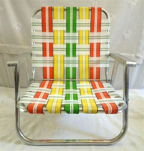 Some beach chairs come with straps so you can tote them around like a backpack, which comes in the beach chair folds down and includes padded shoulder straps for easy transport. Details about Vintage multicolor Aluminum Webbed Folding ...