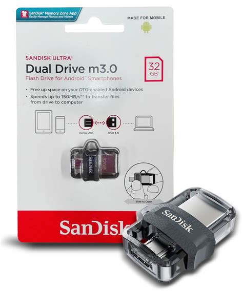 The sandisk ultra® dual drive m3.0 makes it easy to transfer content from your phone to your computer. Sandisk - Dual Drive m3.0 -32 GB - Gris