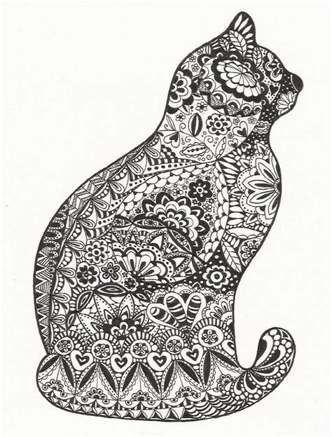 Lucky Black Cat Animal Coloring Pages Cat Coloring Page Zentangle